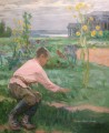 boy on a grass Nikolay Bogdanov Belsky kids child impressionism
